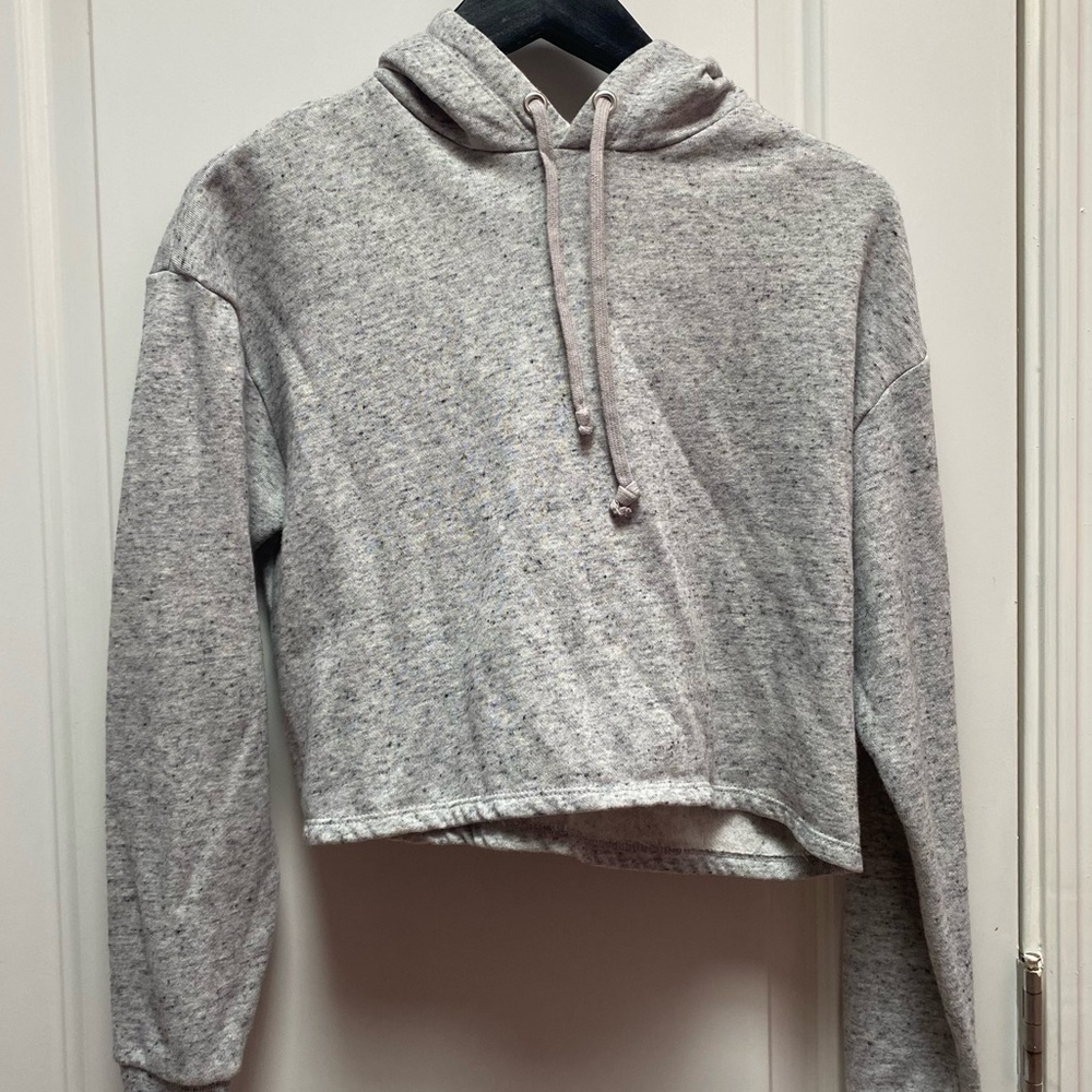 Gray crop top hoodie